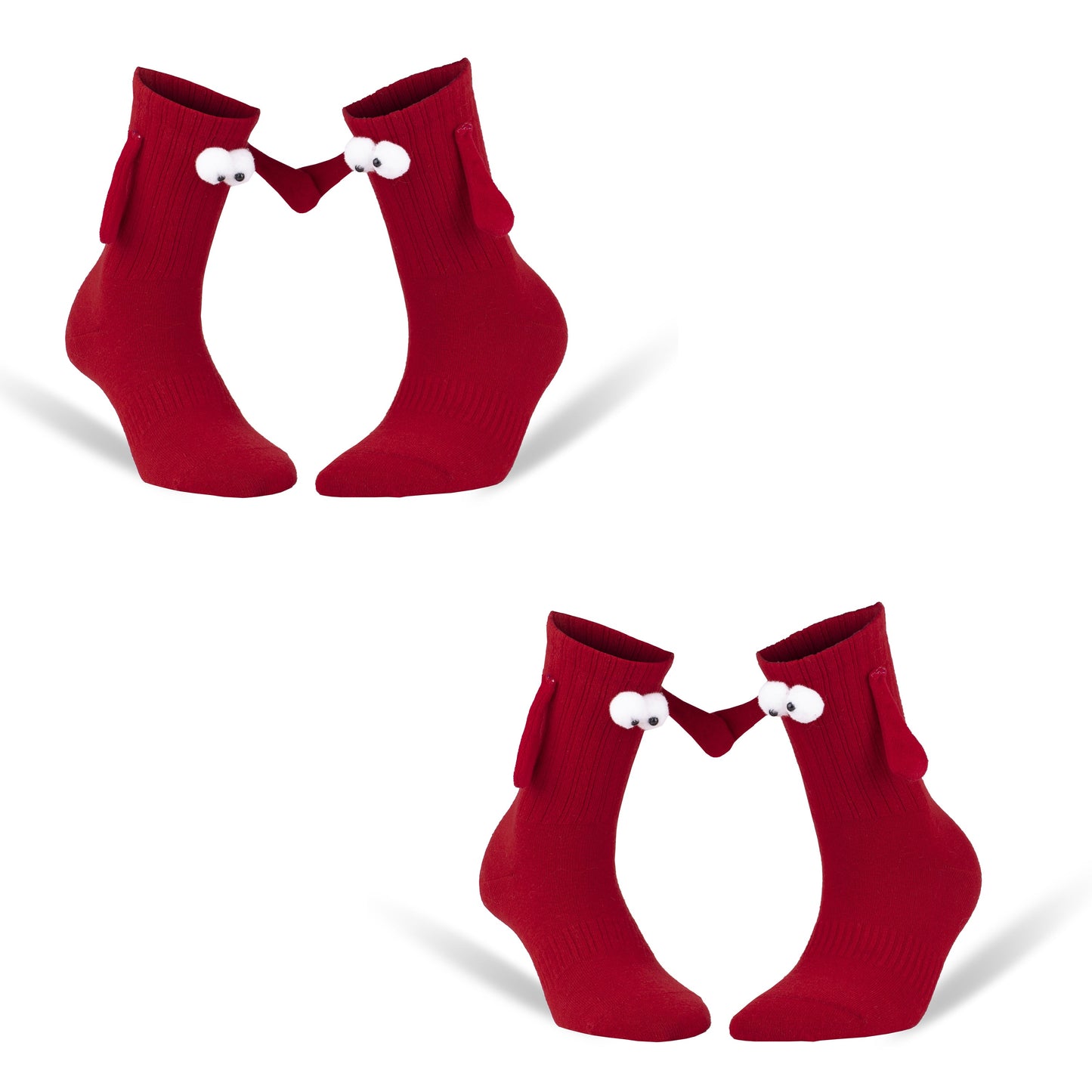 Magnetic Holding Hands Couple Socks – 2 Pairs, Soft Cotton, Fun Romantic Gift, Valentine’s Day Socks, Shoe Size 5-10-0