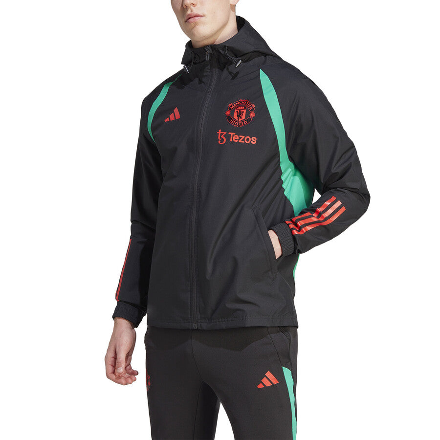 Manchester United soccer training rain jacket 2023/24 black - Adidas-1