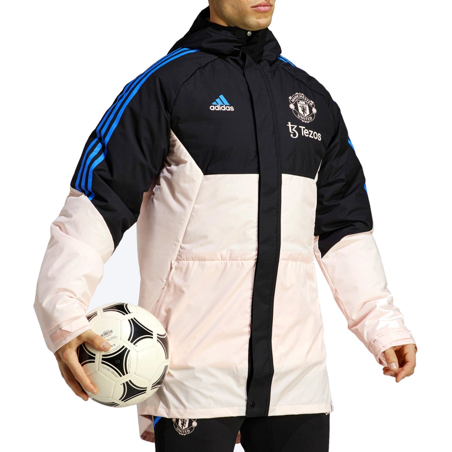 Manchester United Soccer parka down jacket 2023 pink/black - Adidas-2