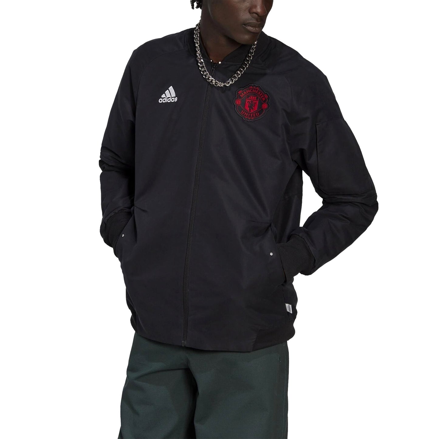 Manchester United black light padded bomber jacket 2023 - Adidas-1