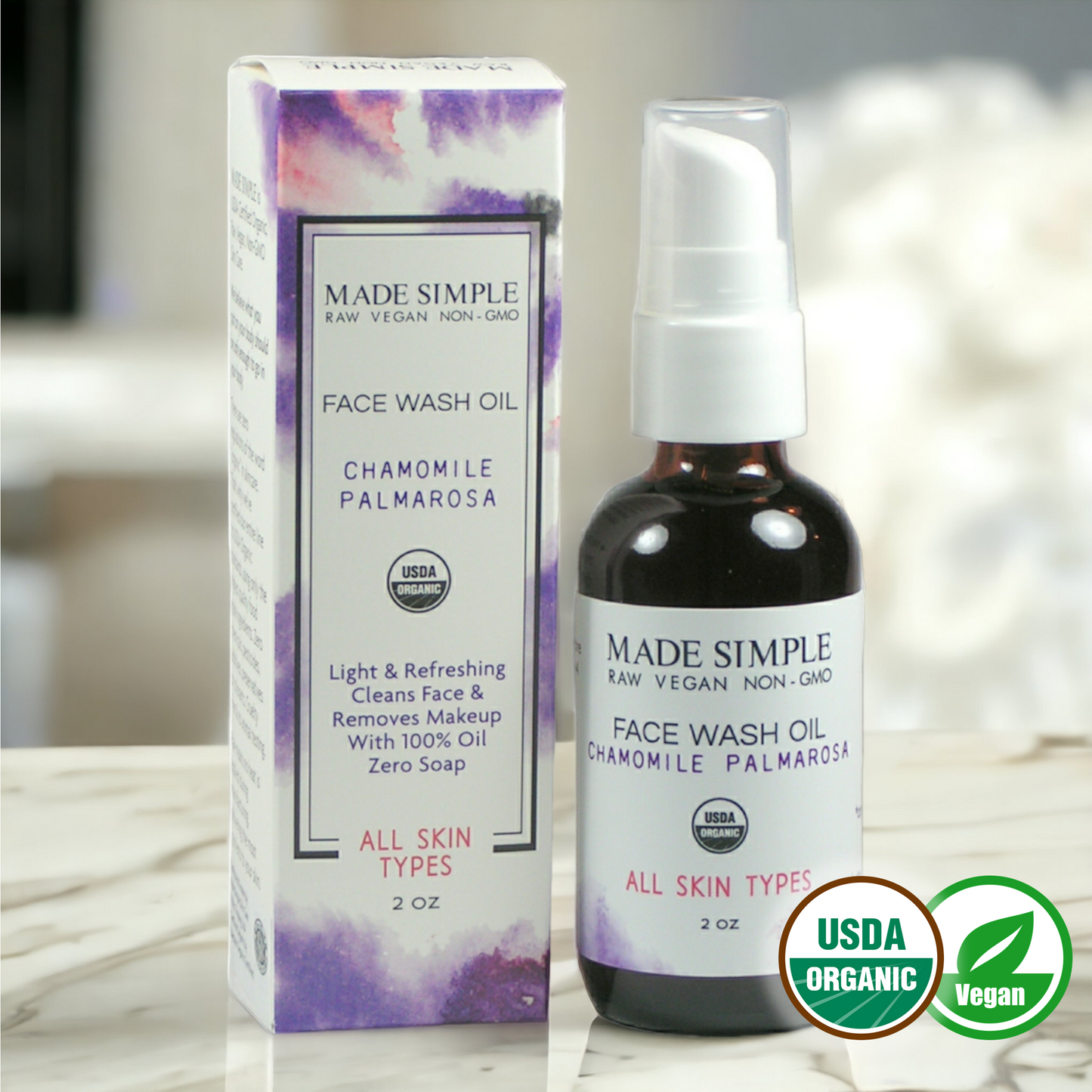 Chamomile Palmarosa Face Wash - Certified Organic, Vegan & Cruelty-free-1