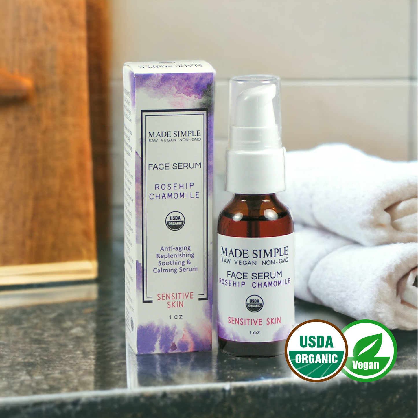 Rosehip Chamomile Face Serum for Sensitive Skin - Certified Organic, Vegan & Cruelty-free-1