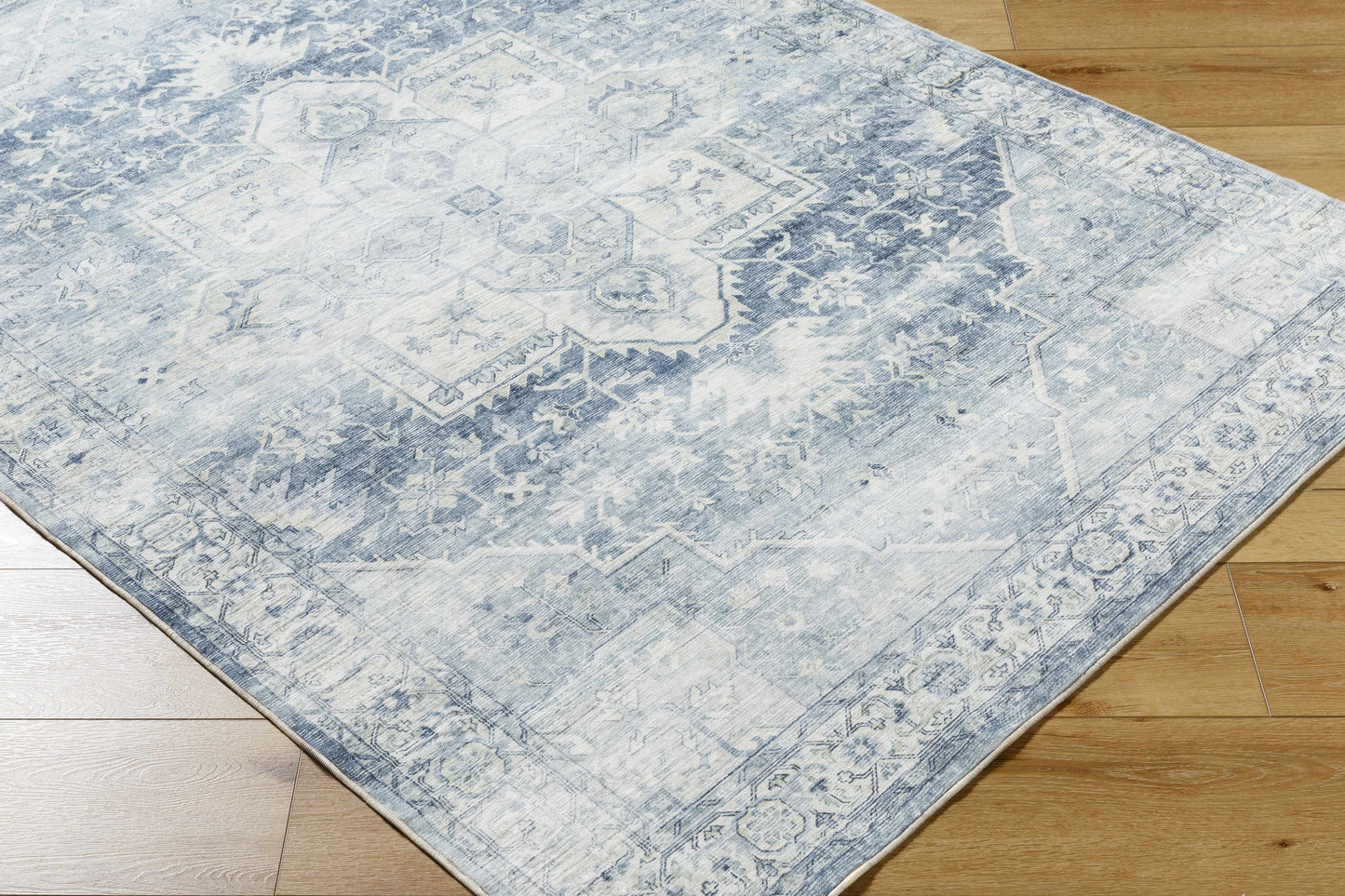 Mauro Navy Medallion Washable Area Rug-3