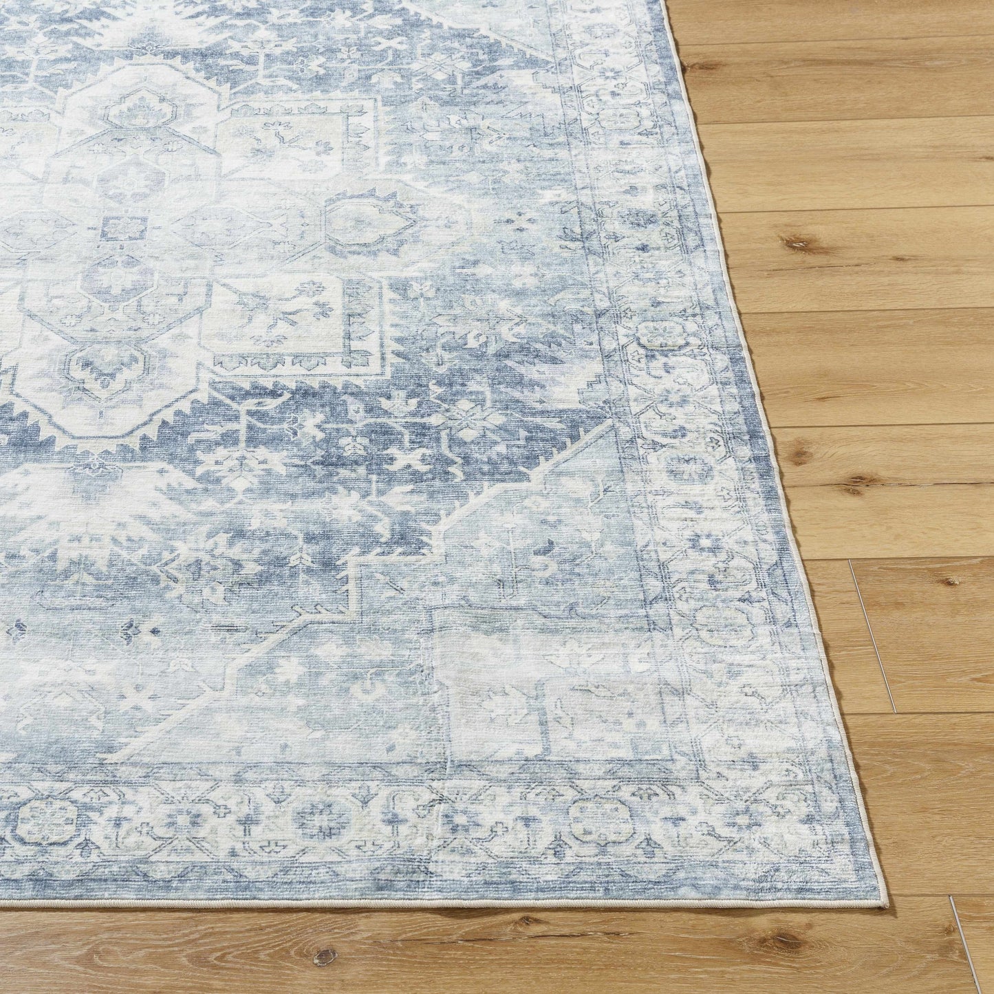Mauro Navy Medallion Washable Area Rug-4