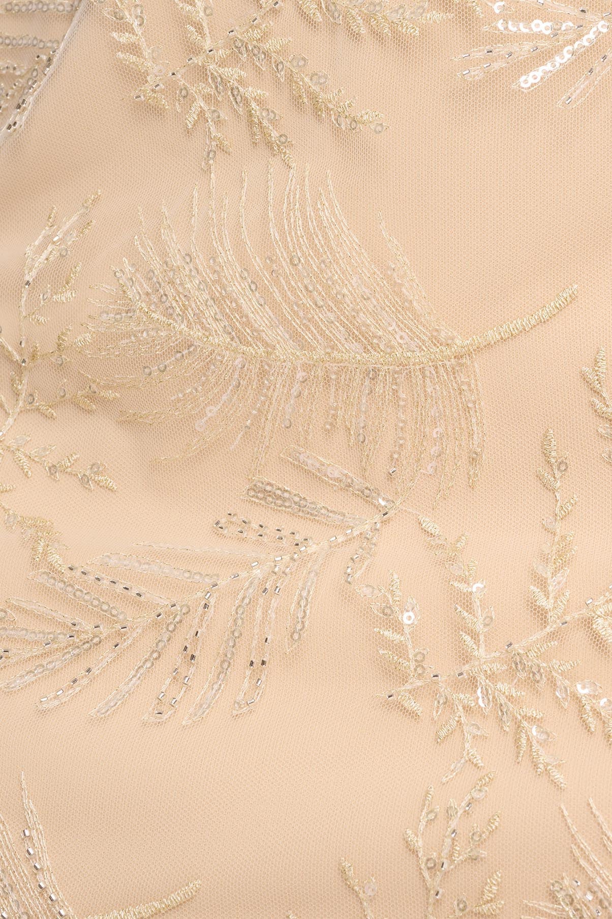 Aidan Mattox Square Neck Sleeveless Zipper Back Slit Back Feather Hem Mesh Dress-4