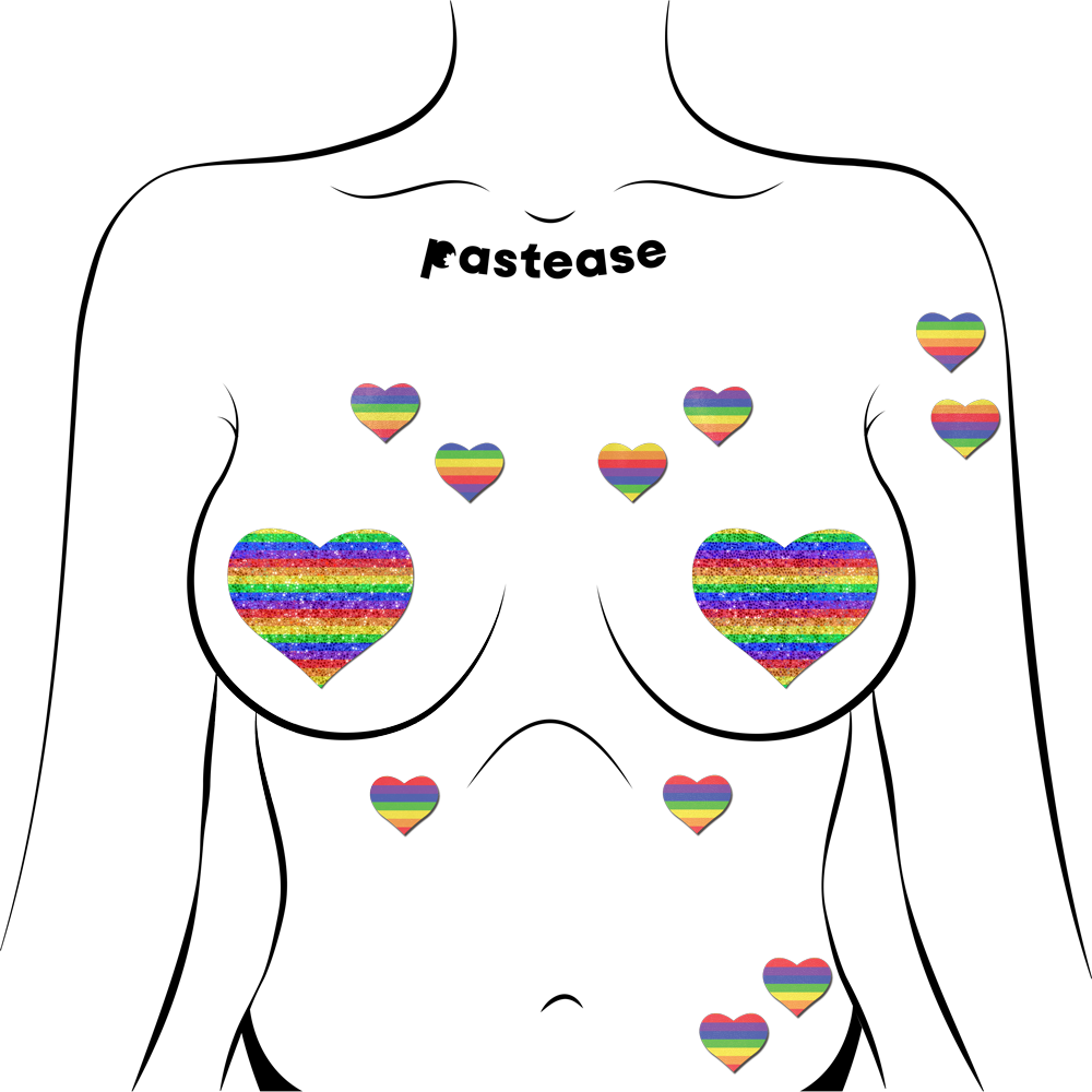 5-Pack: Body Minis: 10 Mini Rainbow Hearts Nipple & Body Pasties by Pastease® o/s-2