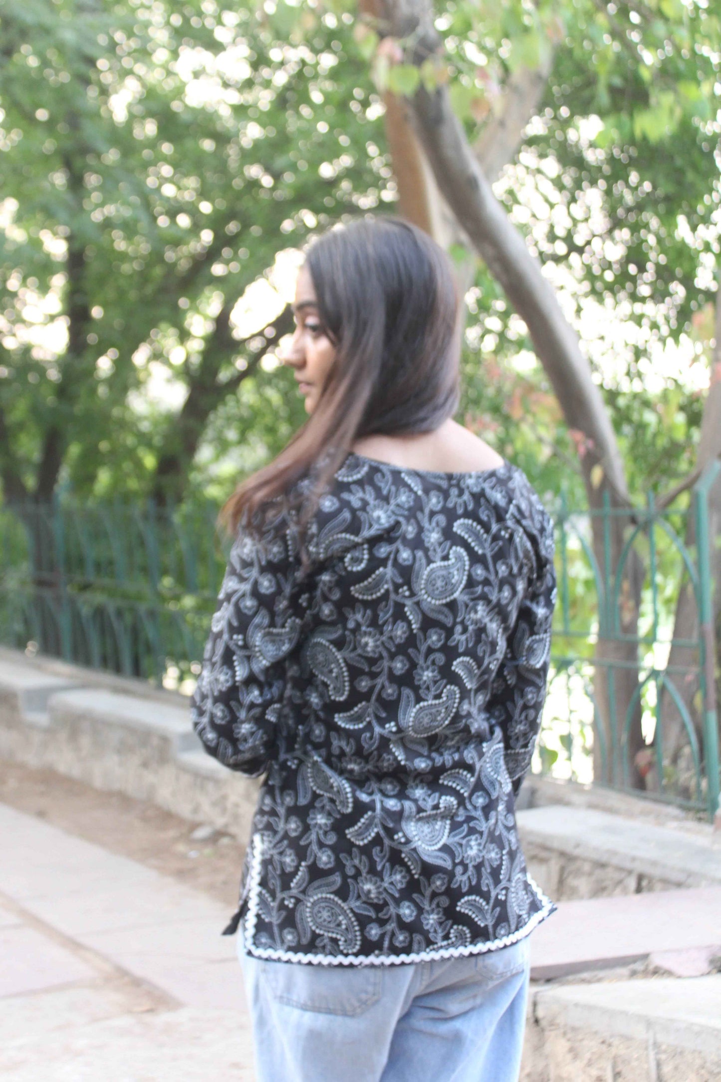 Midnight Blossom Cotton Kurti-3