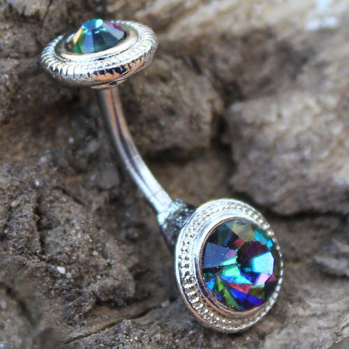 316L Stainless Steel Vitrail Medium Discs Navel Ring-1