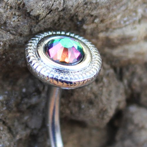 316L Stainless Steel Vitrail Medium Discs Navel Ring-2