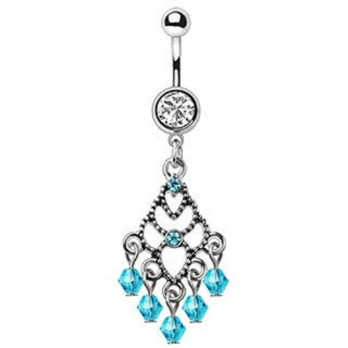 316L Stainless Steel Aqua Chandelier Dangle Navel Ring-1