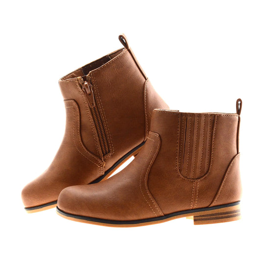 LseLom Girls Chelsea Boots Ankle Boots for Girls with Zipper Short Suede Booties Fashion Boots for Toddler/Little Kids Brown US 8