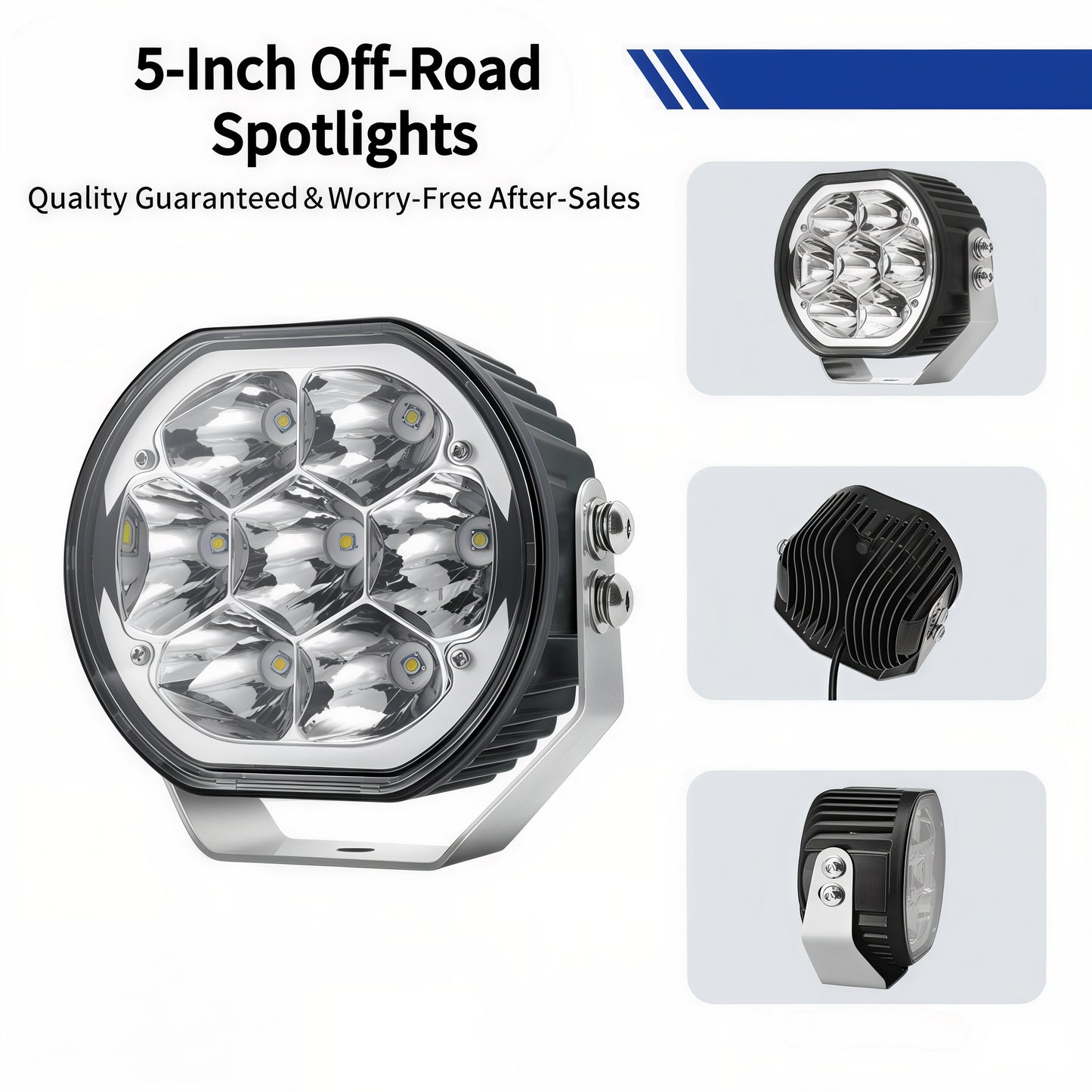 5" 45W Round LED Pod Lights with Amber DRL – Linkable LED Light Bar for Off-Road Truck, 4x4 Jeep, ATV, UTV-3