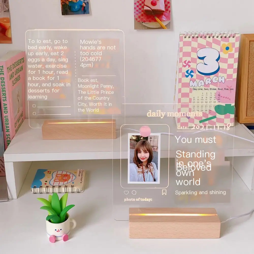 Acrylic LED Memo Board with Erasable Surface