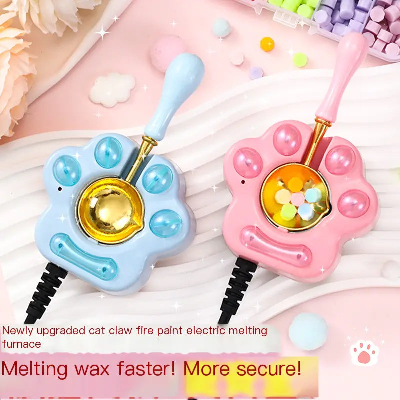 Vintage Wax Seal Kit with Cat Paw Melting Pot (Pink)