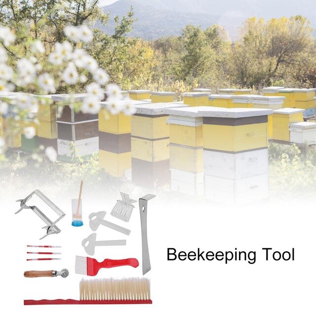 12Pcs Beekeeping Tool Kit, Worm Needle Nest Frame Clip Queen Bee Marked Bottle for Professional Beekeepers-1