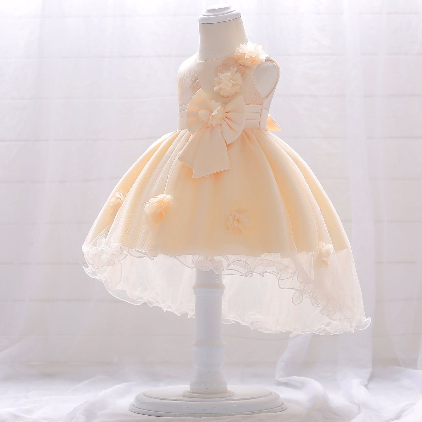 Baby Girl Full Moon Christening Trailing Tutu Formal Dress-2