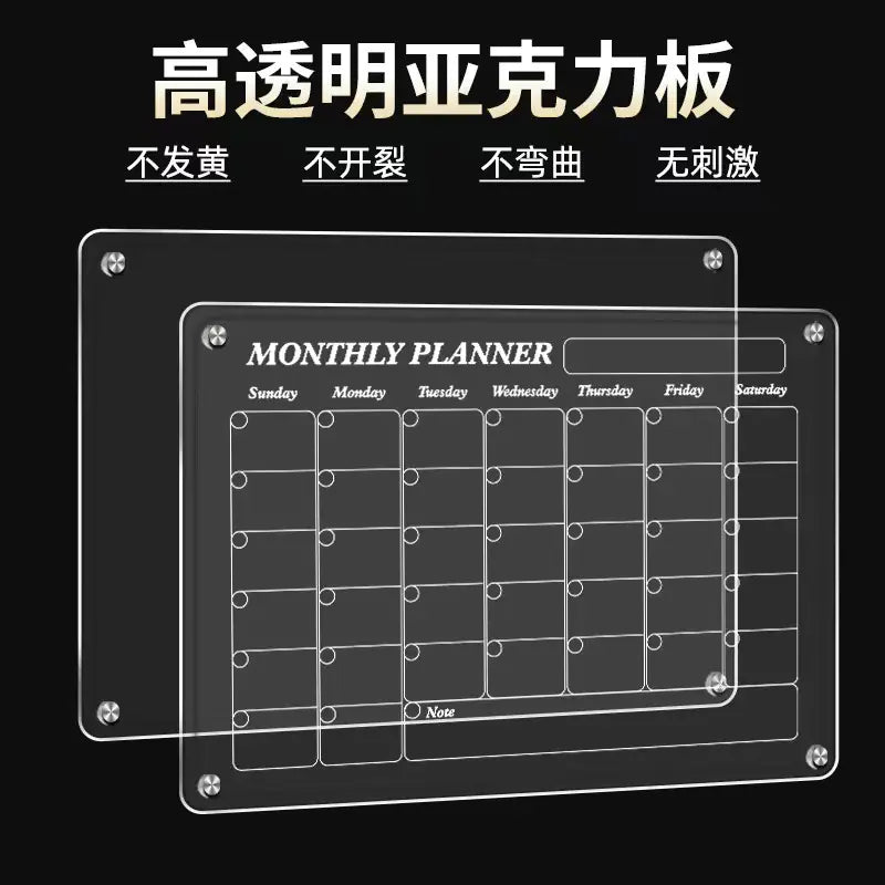 Acrylic Writable Dry Erase Weekly Meal Planner Board