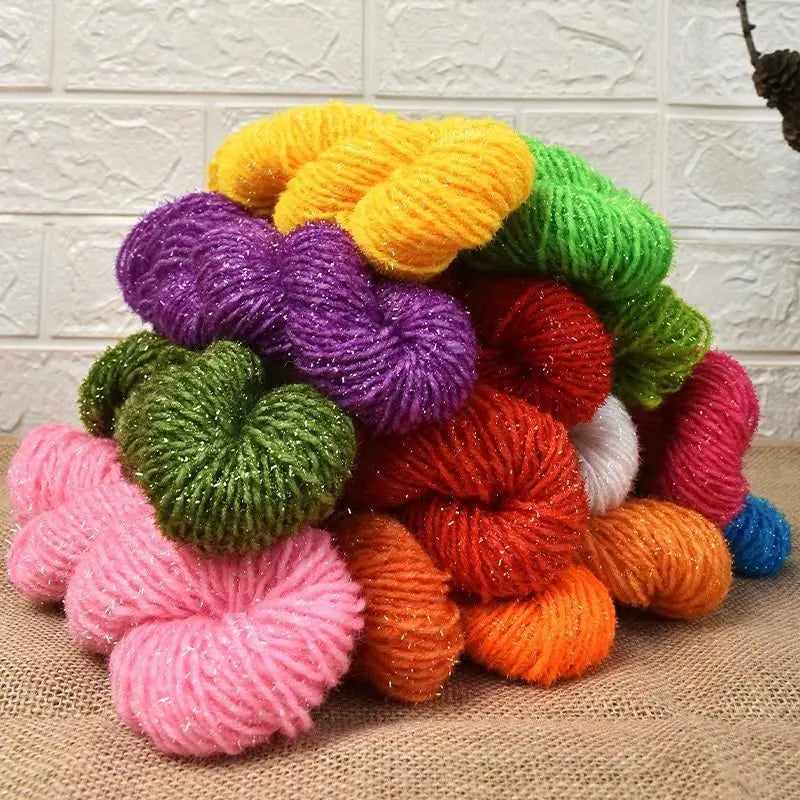 Acrylic Yarn with Metallic Thread for Knitting and Crochet