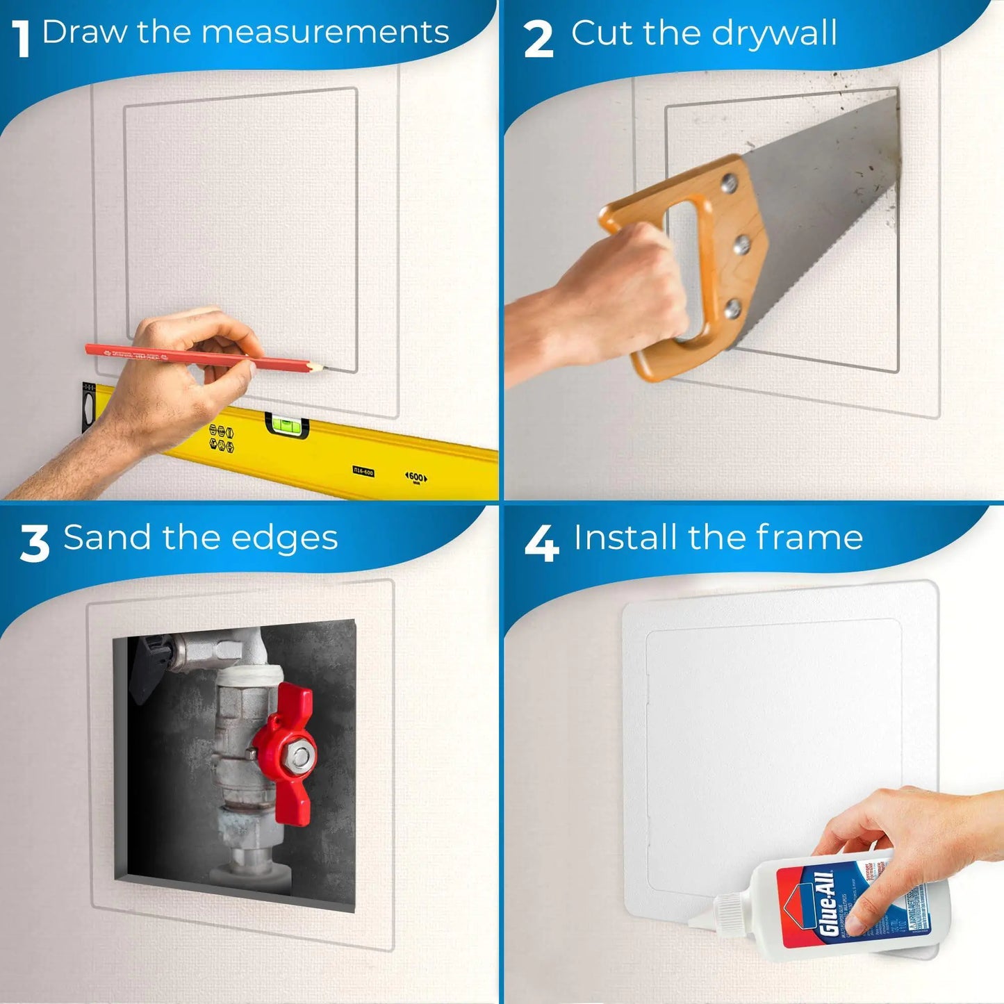 Access Panel for Drywall 22x22 inch Wall Hole Cover Access Door White Plastic