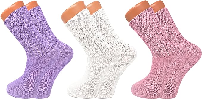 3 Pairs Women’s Loose-Fitting Crew Socks – Soft & Cozy Sleep Socks – Warm & Breathable-1