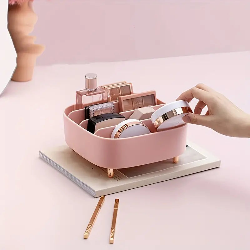 Compact Makeup Organizer with 4 Spaces for Cosmetics