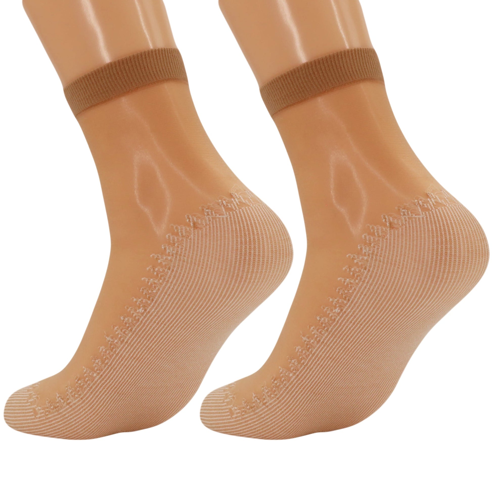 3 Pairs Women's Anti-Slip Sheer Ankle Socks with Cotton Sole and Reinforced Toe-0
