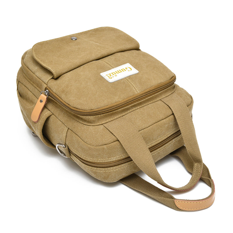 Leisure Canvas Shoulder Bag Wearproof Multi-functional Backpack-3