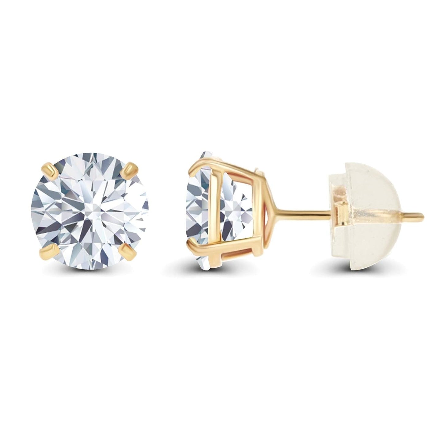 1.00 CTW Genuine Certified Moissanite Stud Earrings in Solid 14K White or Yellow Gold-3