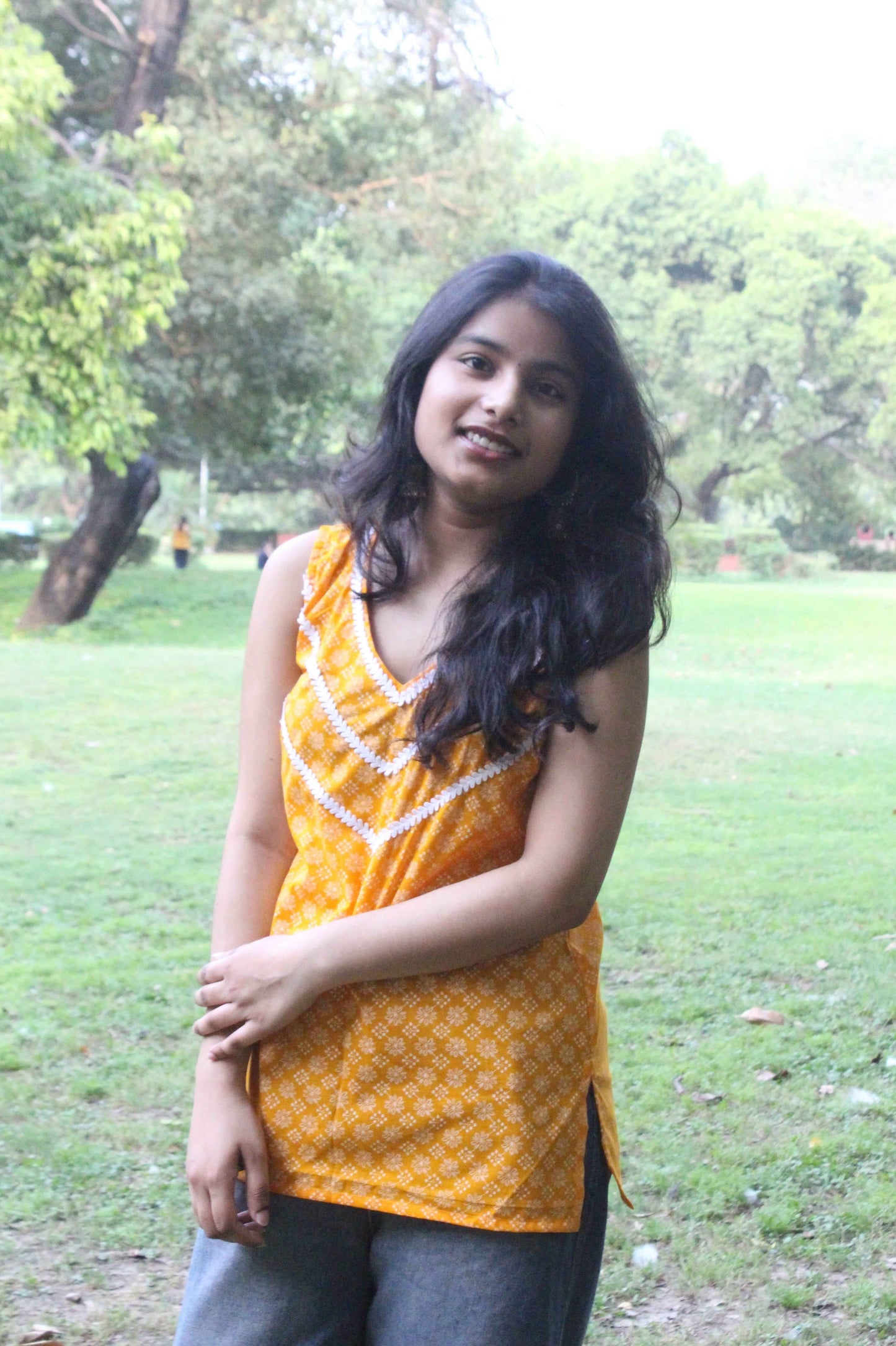 Sunshine Yellow Sleeveless Kurti-2