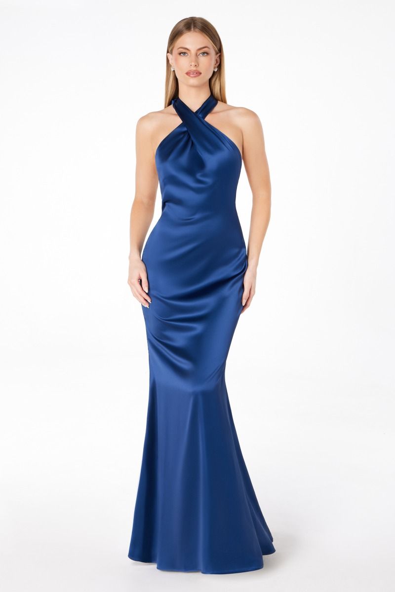 High halter v-neck mermaid dress-6