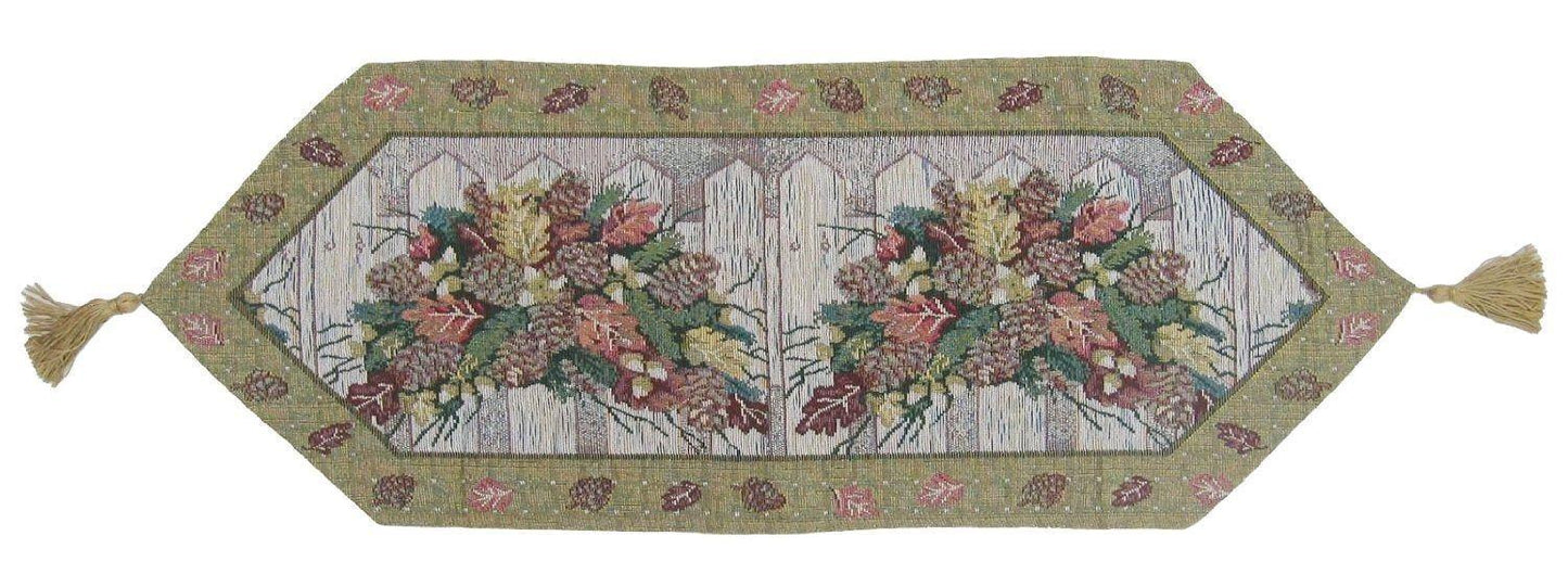 DaDa Bedding Rustic Floral Bouquet Lights Holiday Tapestry Dining Table Runner (6068)-6