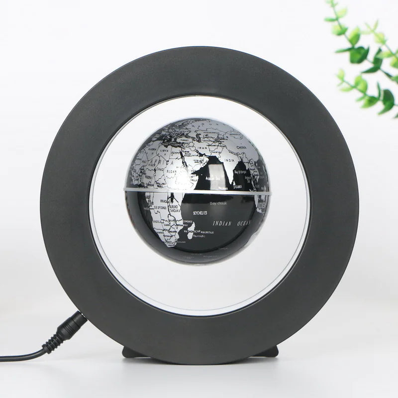 Magnetic Levitation Globe - 4-Inch Black LED Decor