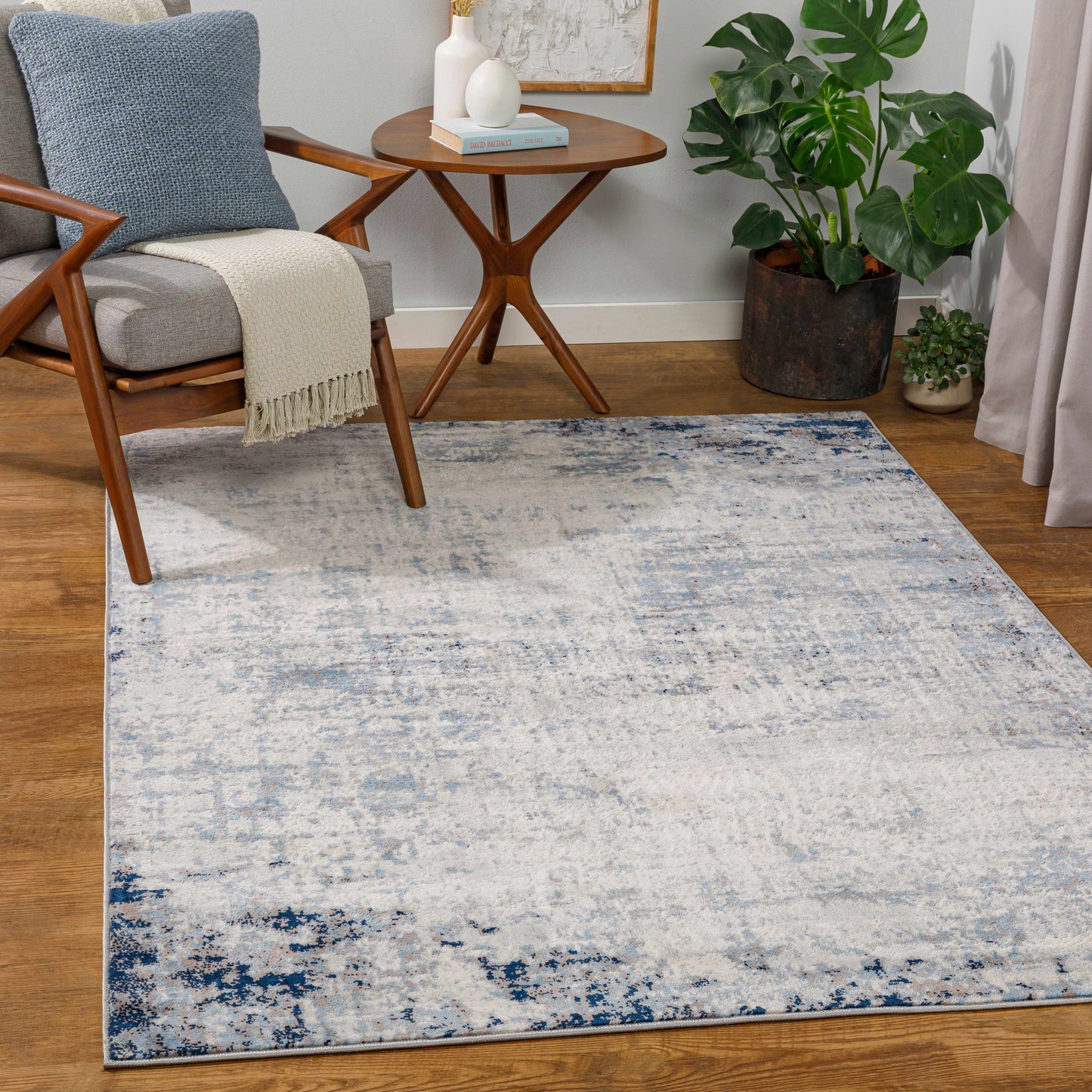 Texanna Abstract Blue/Gray Area Rug-1