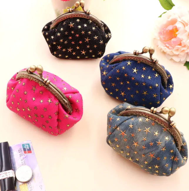 Vintage Denim Handmade Women's Coin Purse with Hasp Closure