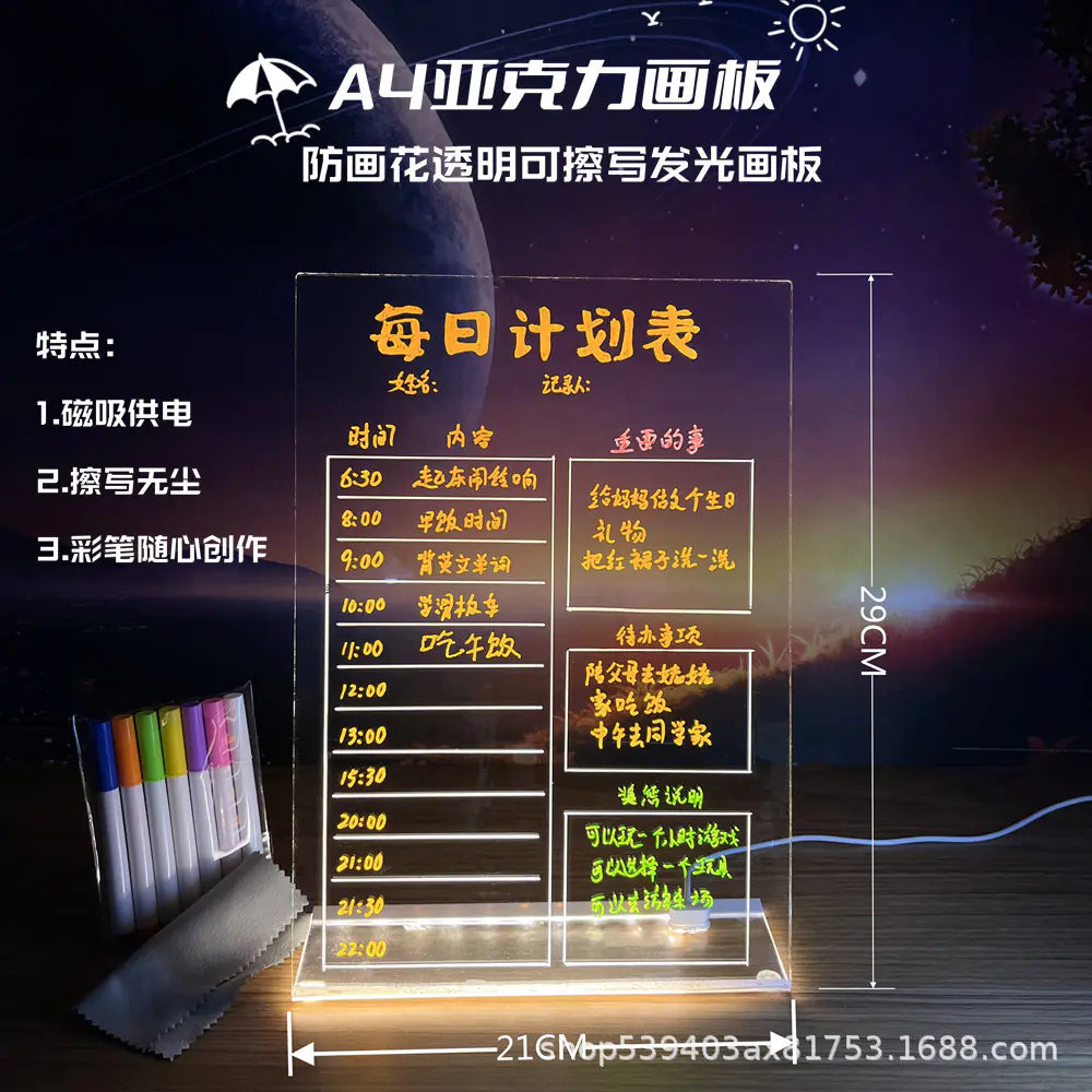 Erasable LED Acrylic Display Board for Night Markets