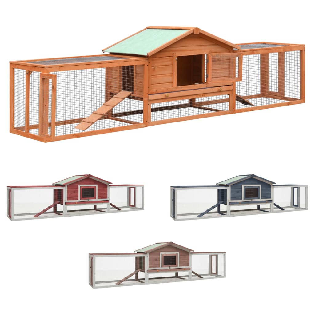 vidaXL Rabbit Hutch Bunny Cage with Pull Out Tray Rabbit Enclosure Solid Wood-5
