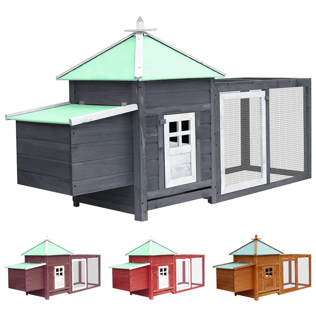 vidaXL Chicken Coop and Run Hen House with Nesting Box Chicken Pen Solid Wood-4