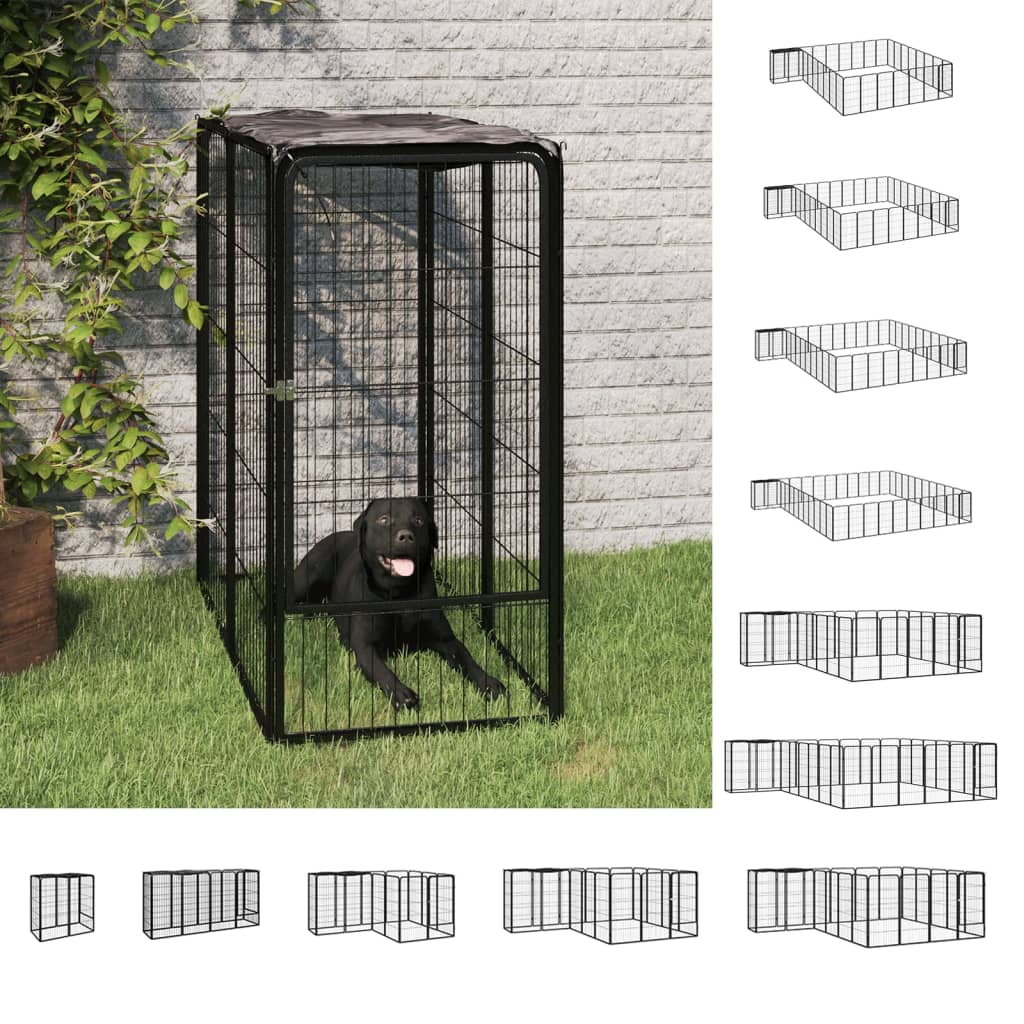 vidaXL Dog Playpen Kennel Dog Cage Puppy Pet Exercise Wire Fence Steel Black-5