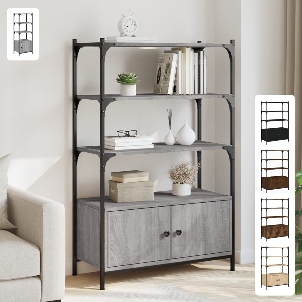 vidaXL Bookcase 3-Tier Bookshelf Storage Shelf Rack Organizer Engineered Wood-2