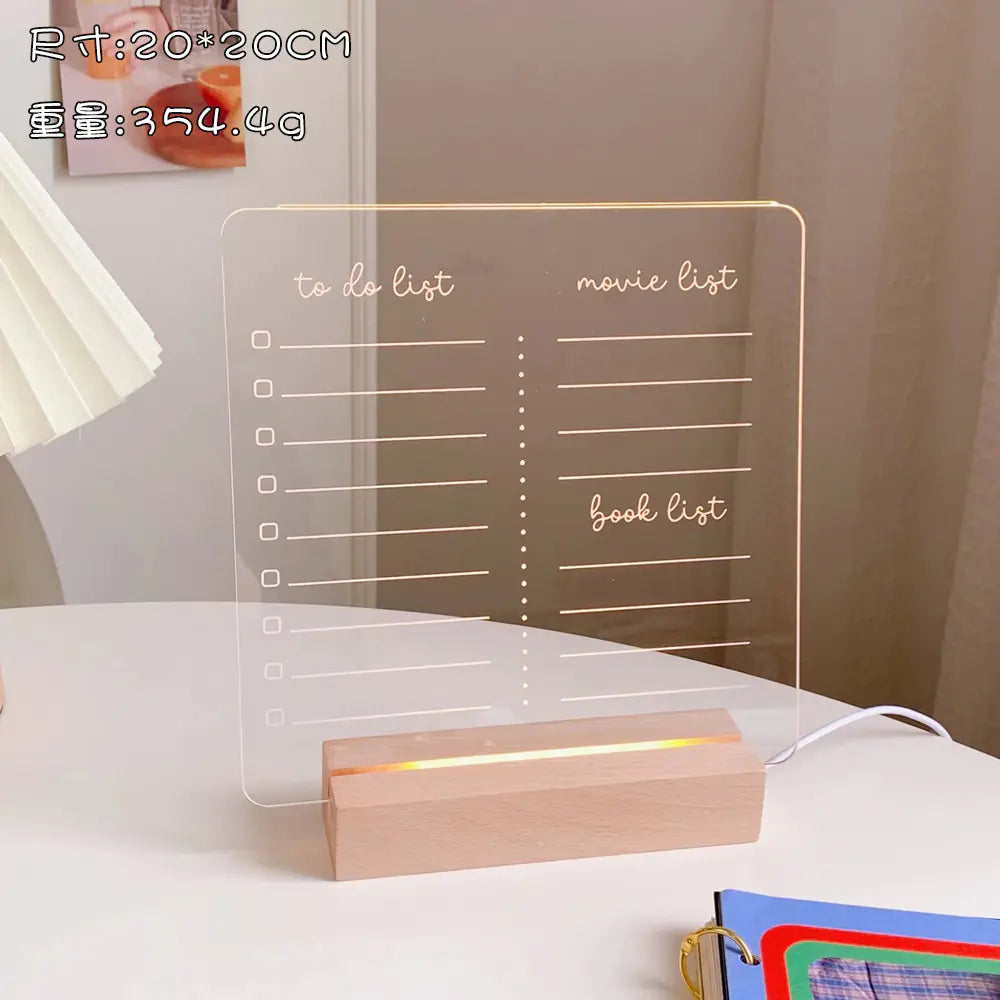 Acrylic LED Memo Board with Erasable Surface