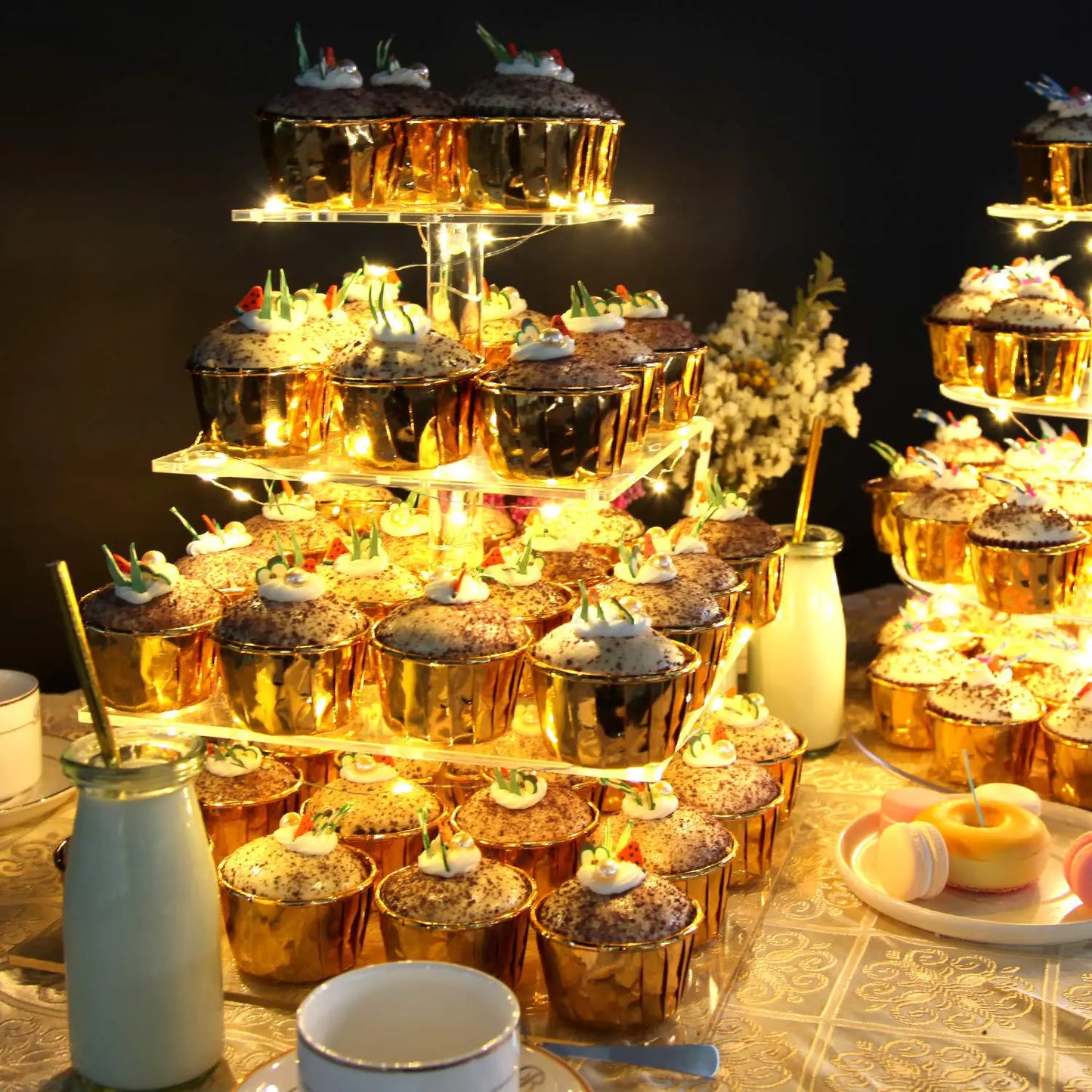 4-Tier Thick Acrylic LED Cake Stand for Weddings