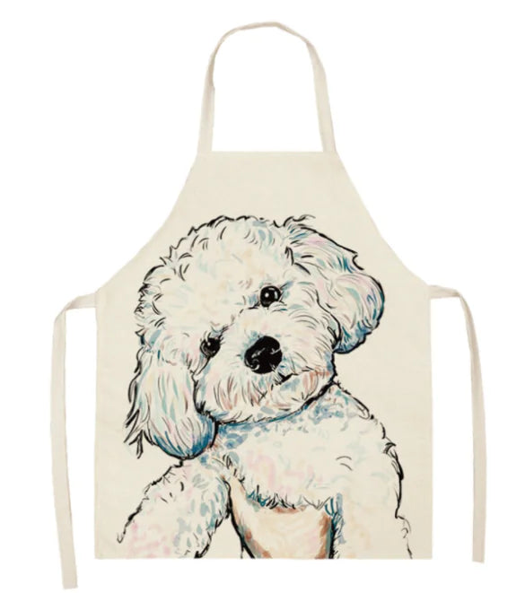 Nordic Polyester Dog Print Apron for Adults