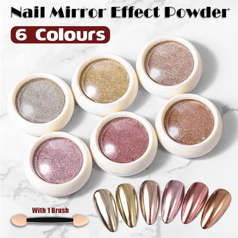 6 Colour Nail Mirror Effect Powder High Pigment Glitter Nail Art Dust Manicure A-0