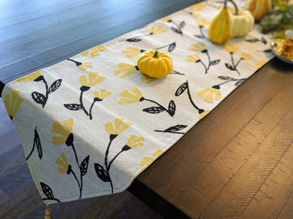 DaDa Bedding Yellow Fleur Floral Garden Woven Tapestry Dining Table Runner (18112)-3