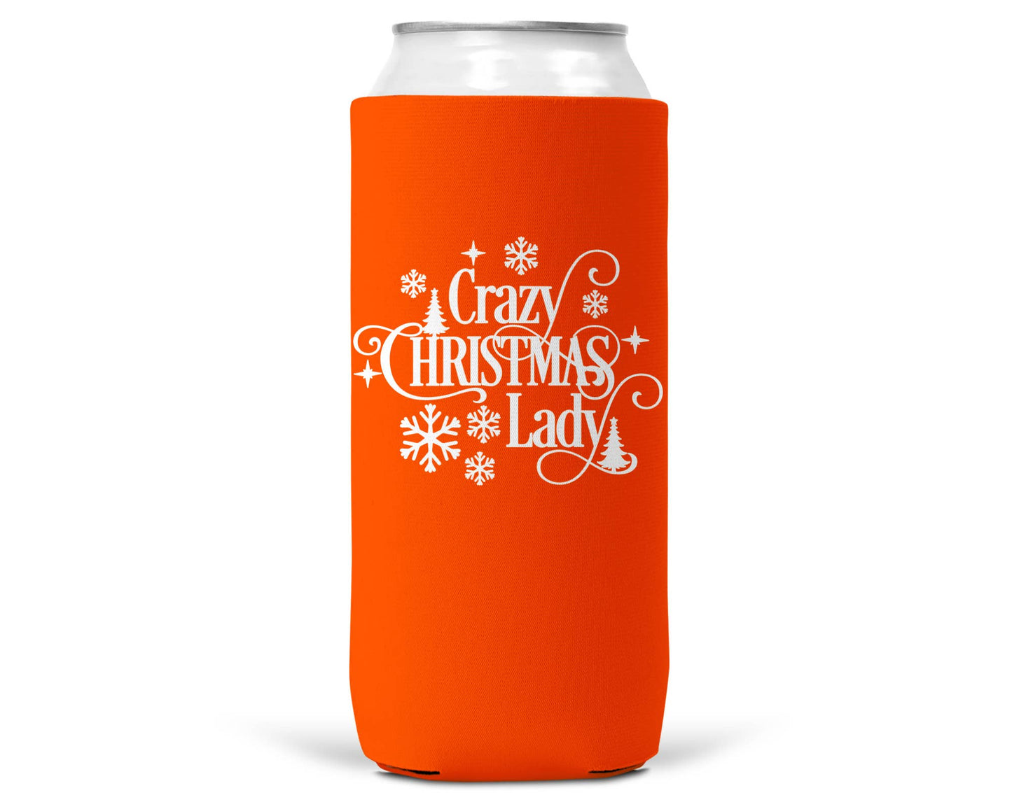 Crazy Christmas Lady Christmas SLIM CAN Coozie 12oz Slim Can-7