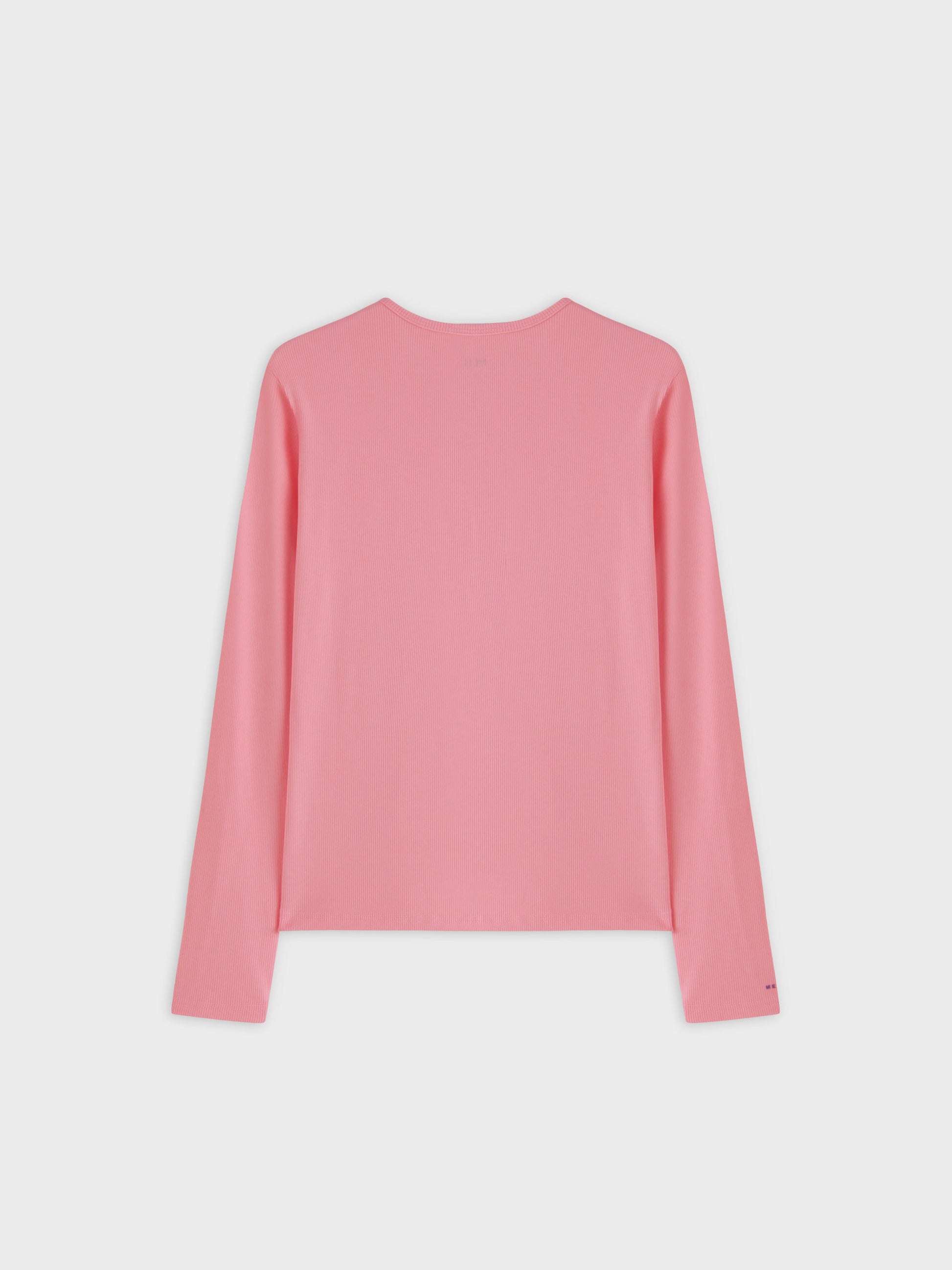 High V Ribbed Tee LS-True Pink-1