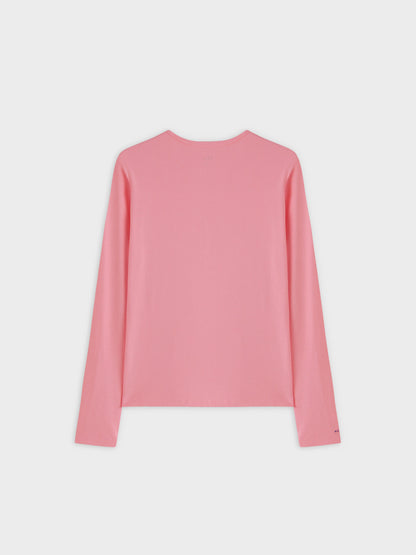 High V Ribbed Tee LS-True Pink-1