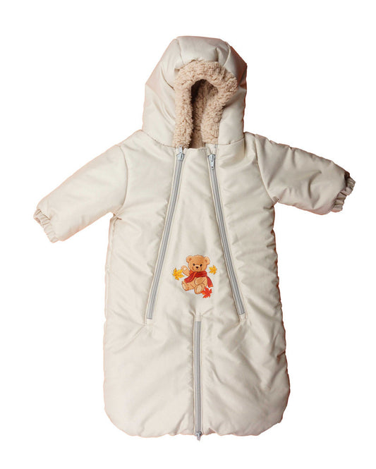 Bébi téli vízlepergetős bundazsák, overál - Maci mintával-0