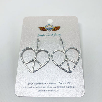 Heart Shaped Peace Sign Earrings-1