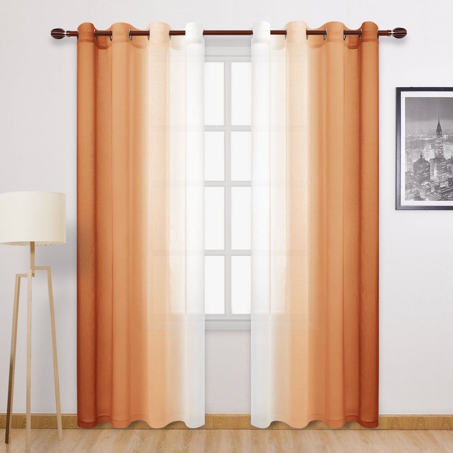 DWCN Ombre Sheer Curtains, Set of 2 Panels-10